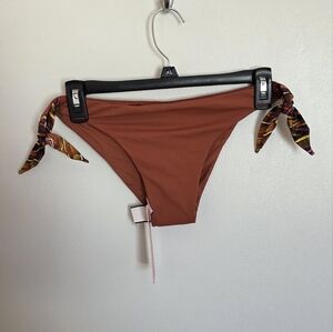 Miss Bikini Luxe 7 Sins Women Side Ties Bikini Swim Bottom Only Size L NWT Brown